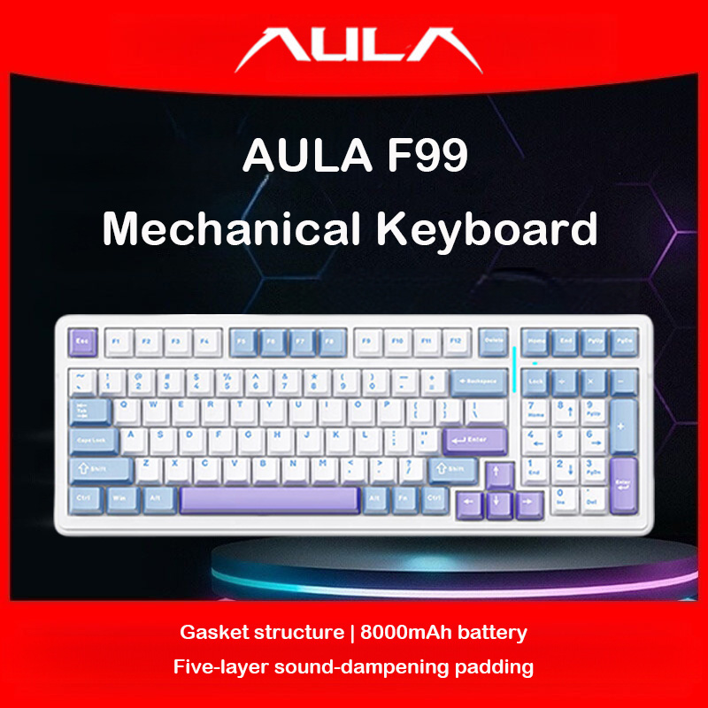 Pc Gaming Lounge - Keyboard Mekanik AULA F99, Tiga Mode