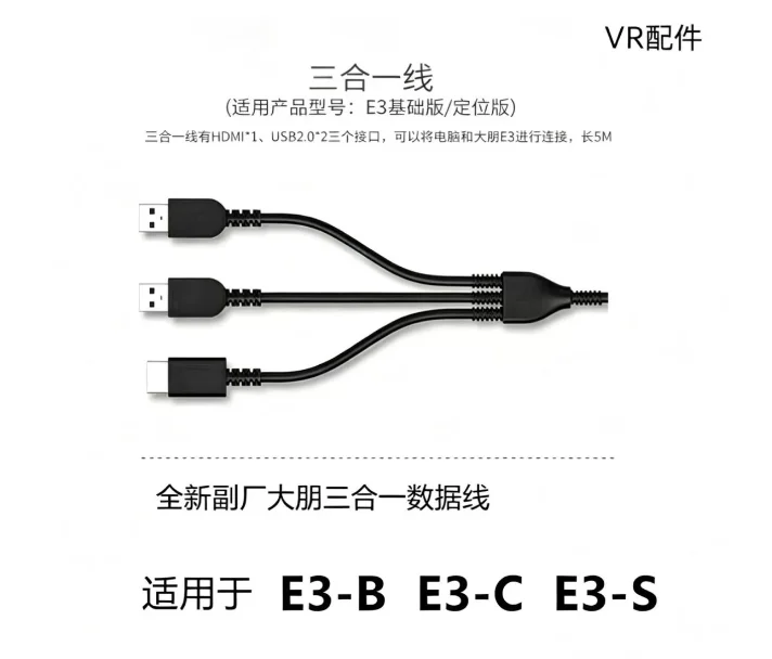 Vr Headset Pc - Kabel Penghubung 3-in-1 Deepoon DPVR untuk