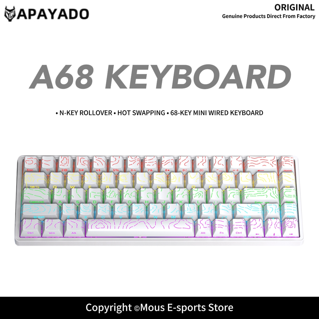 APAYADO A68 Keyboard Mekanis B - Pc Gaming Pink ulasan dan harga