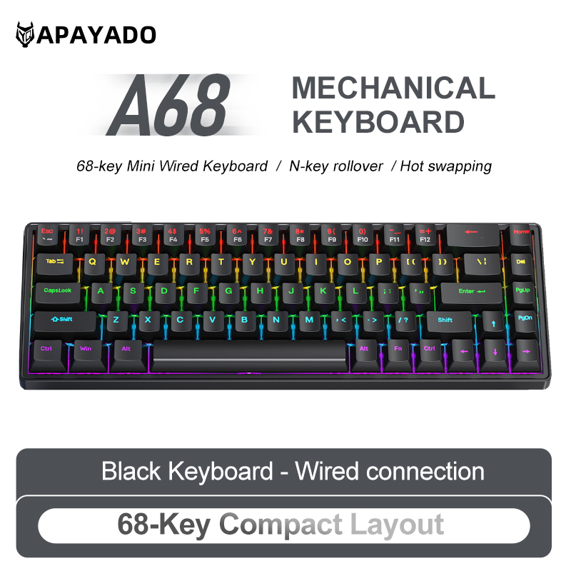 APAYADO A68 Keyboard Mekanis B - Pc Gaming Pink ulasan dan harga