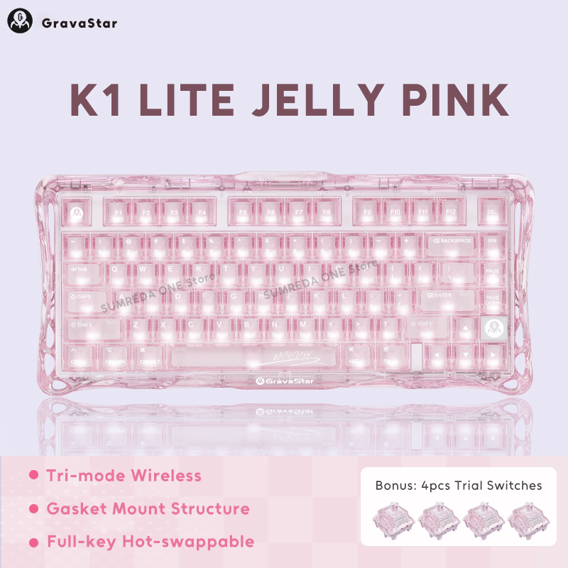 K1 LITE JELLY PINK Keyboard Me - Pc Gaming Pink ulasan dan harga