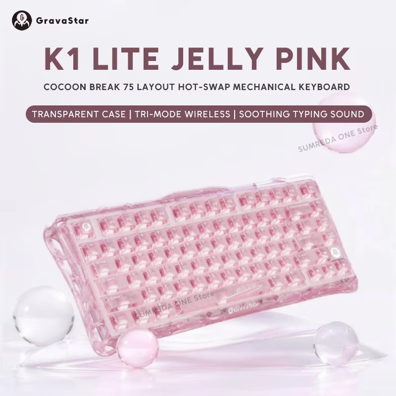 K1 LITE JELLY PINK Keyboard Me - Pc Gaming Pink ulasan dan harga